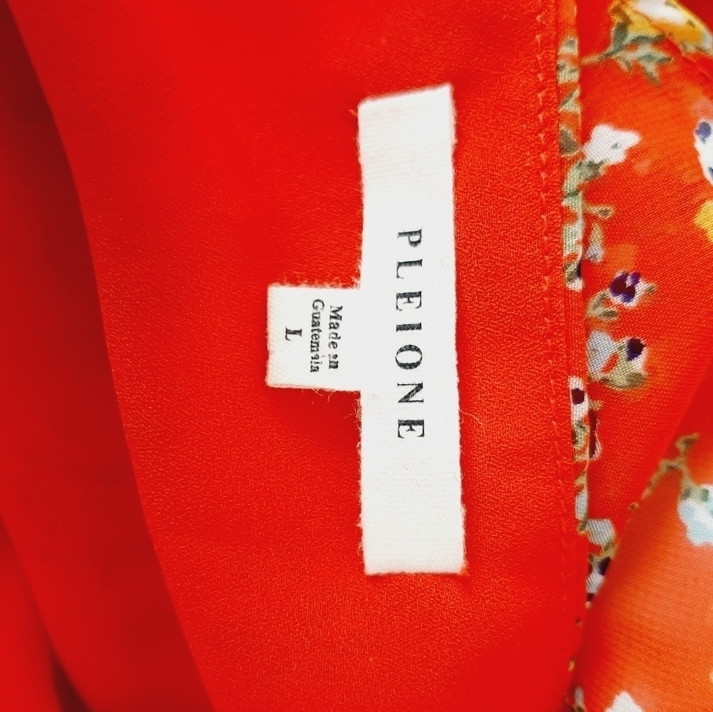 Pleione Red Flutter Sleeve Large Blouse - image 4